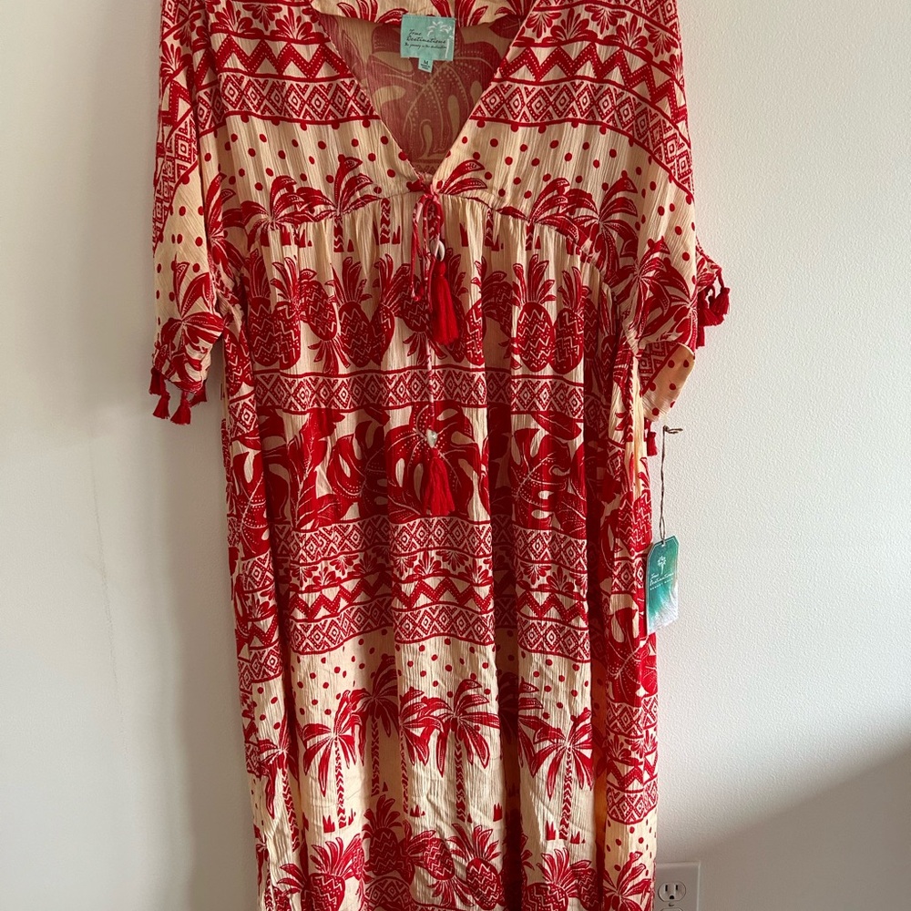 NWT True Destinations Tropical Print Beach Maxi dress Coverup